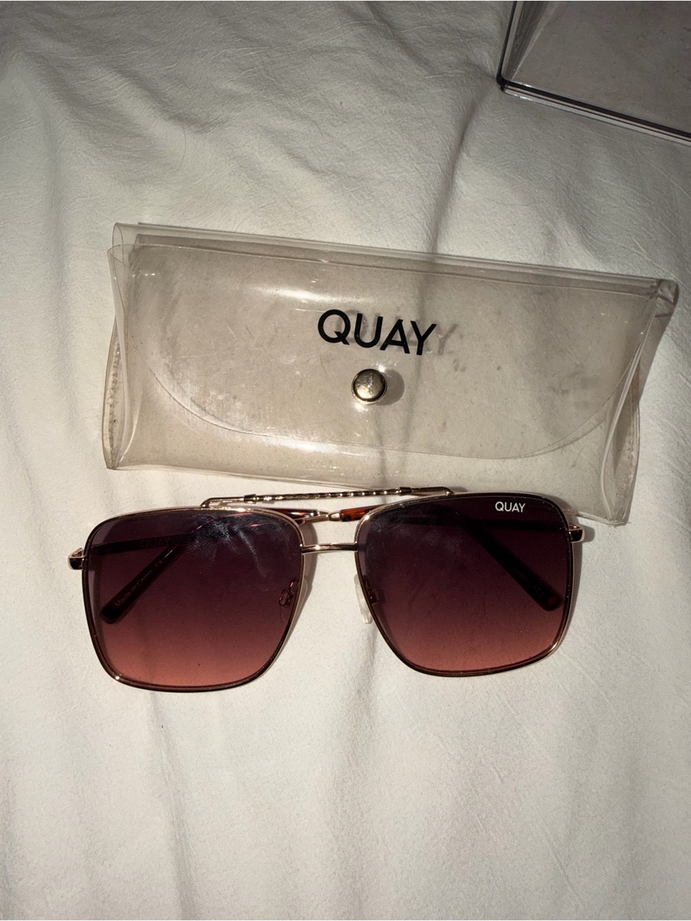 Quay Australia Rose Gold Frame Sunglasses with Gradient Brown Lenses